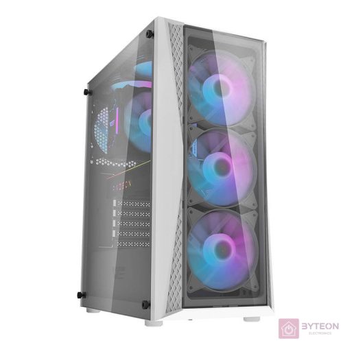 Számítógépház Darkflash DK352 Plus  + 4 ventilátorral (Fekete-fehér)
