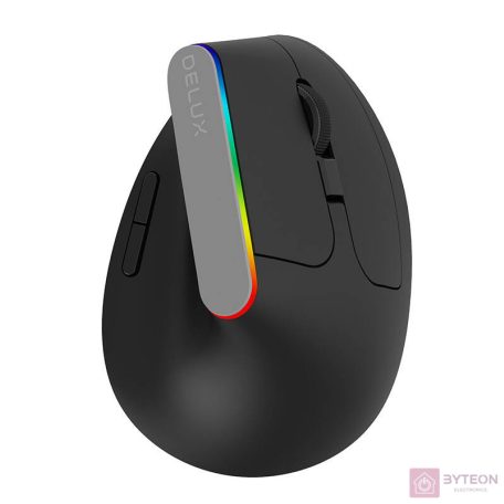 Vezeték nélküli függőleges egér Delux M618C 2.4G 1600DPI RGB (fekete)