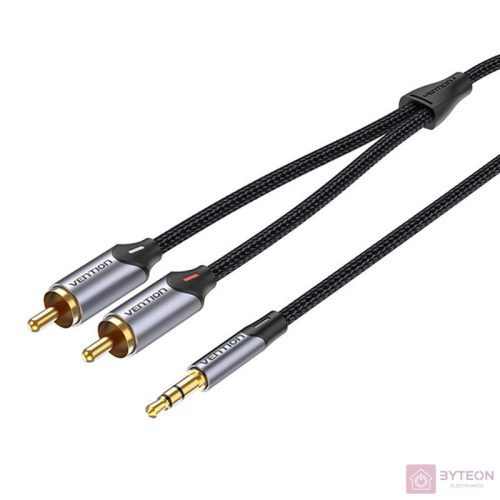 2xRCA cable (Cinch) jack to 3.5mm Vention BCNBF 1m (grey)