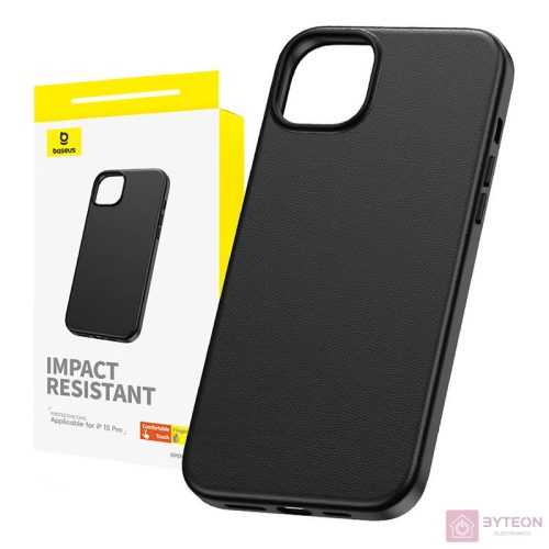 Phone Case for iPhone 15 Pro Baseus Fauxther Series (Black)