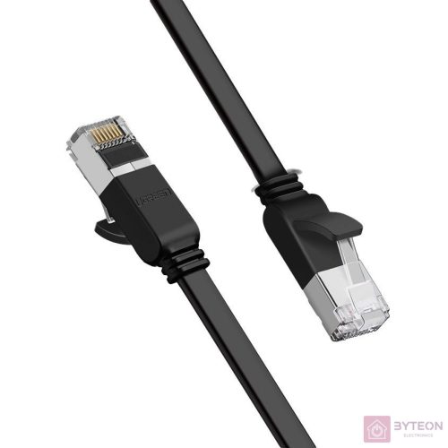 UGREEN lapos hálózati kábel fém csatlakozókkal, Ethernet RJ45, Cat.6, UTP, 5m (fekete)