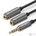 AUX UGREEN audio elosztó 3,5 mm-es mini jack kábel (dugasz) fejhallgatóhoz + mikrofonhoz (ajka), 20 cm (fekete)