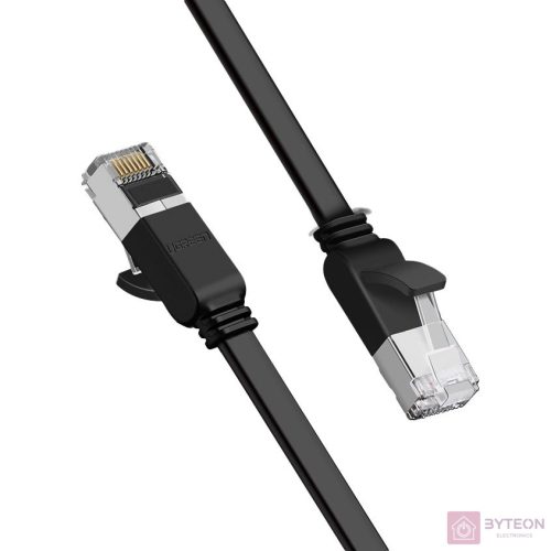 UGREEN lapos hálózati kábel fém csatlakozókkal, Ethernet RJ45, Cat.6, UTP, 0,5 m (fekete)