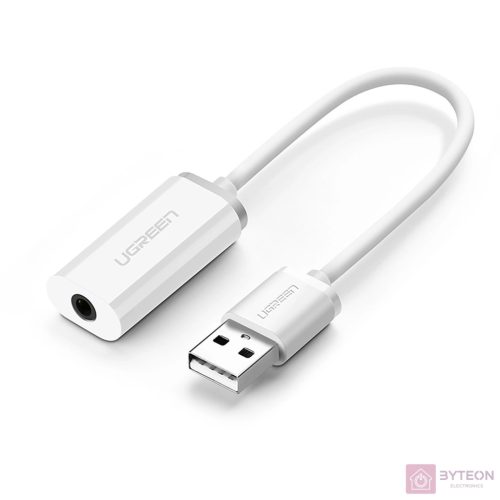 UGREEN US206 audioadapter, USB-mini Jack 3,5 mm-es AUX 15cm (fehér)