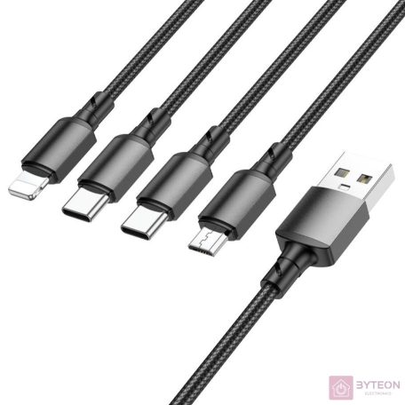 USB töltőkábel A-Lightning-microUSB-2x C 1m fonott Borofone BX72