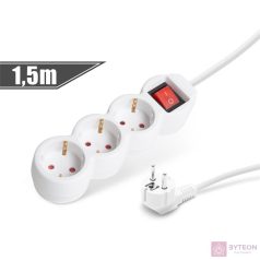   Delight 20221 3-as elosztósor 1,5m vezetékkel, kapcsolóval