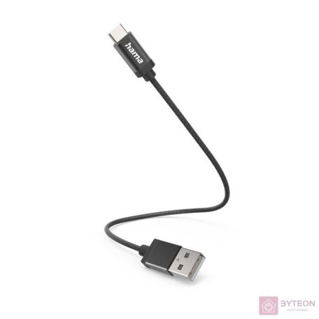 Hama 201600 FIC E3 USB Type-C, 0,2m, fekete adatkábel