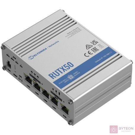 Teltonika RUTX50 4xGbE LAN 2xminiSIM 5G Dual Band Vezeték nélküli Gigabit ipari router