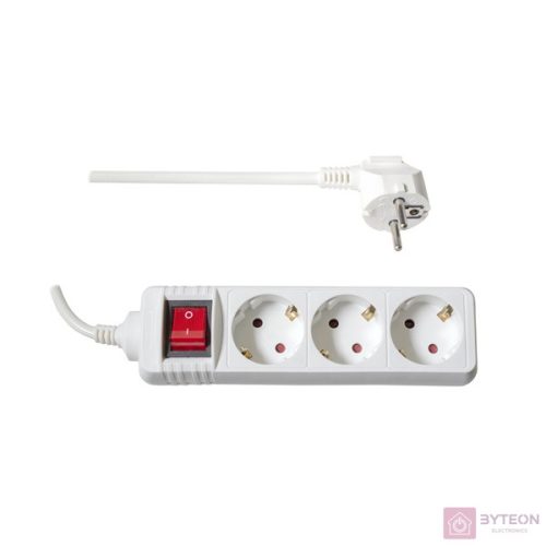 TOO PSW-315S 3 aljzat 1.5 méter 3x1.0mm2 fehér kapcsolós elosztó