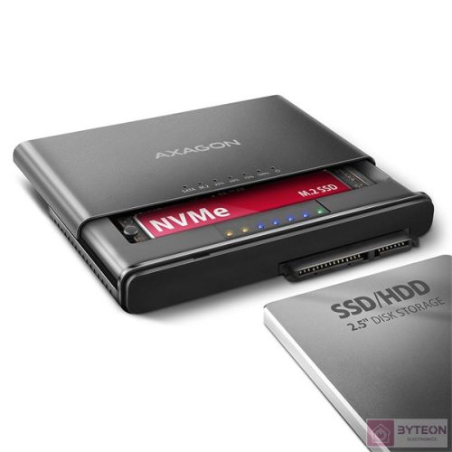 Axagon ADSA-CC USB-C 10Gbps NVMe M.2/SATA 2,5"/3,5" HDD/SSD másoló