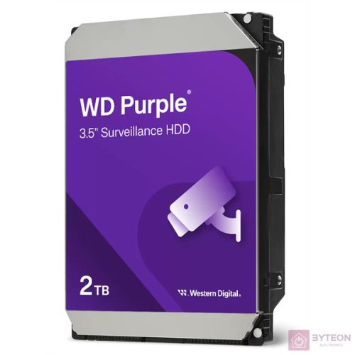 Western Digital 3,5" 2000GB belső SATAIII 5400RPM 256MB PURPLE WD23PURZ winchester 3 év