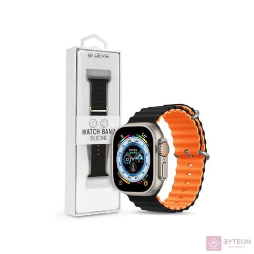Devia ST381591 Apple Watch 38/40/41mm fekete/narancs szilikon sport szíj