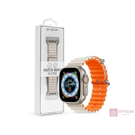 Devia ST381621 Apple Watch 38/40/41mm fehér/narancs szilikon sport szíj