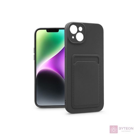 Haffner PT-6735 iPhone 14 Plus fekete szilikon hátlap kártyatartóval