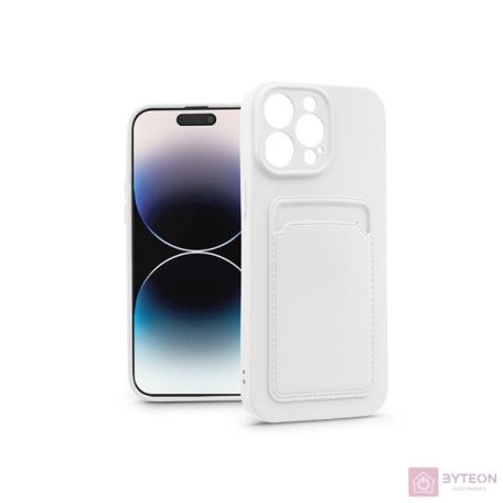 Haffner PT-6737 iPhone 14 Pro fehér szilikon hátlap kártyatartóval