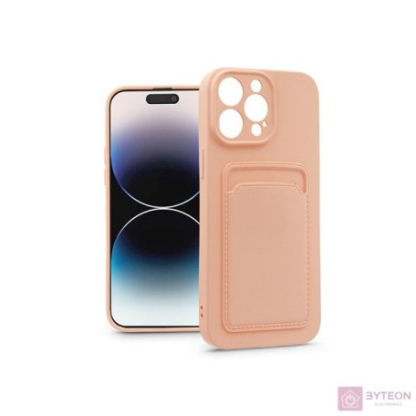 Haffner PT-6739 iPhone 14 Pro pink szilikon hátlap kártyatartóval