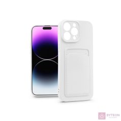  Haffner PT-6740 iPhone 14 Pro Max fehér szilikon hátlap kártyatartóval