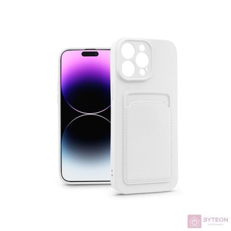 Haffner PT-6740 iPhone 14 Pro Max fehér szilikon hátlap kártyatartóval
