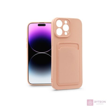 Haffner PT-6742 iPhone 14 Pro Max pink szilikon hátlap kártyatartóval