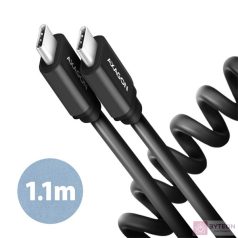  Axagon BUCM-CM20TB 1,1m USB C csavart fekete adat- és töltőkábel
