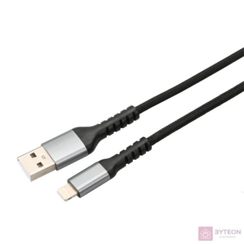 AVAX CB401G STEELY 1,5m 20W USB A-Lightning gyorstöltő sodorszálas acélszürke adat- és töltőkábel