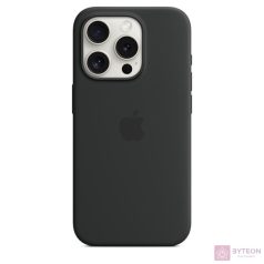   Apple MT1A3ZM/A iPhone 15 Pro Silicone Case fekete szilikon MagSafe hátlap
