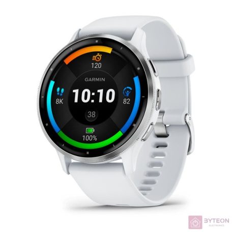 Garmin Venu 3 homokkő, ezüst kerettel, szilikon szíjjal okosóra