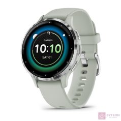   Garmin Venu 3S zsálya, ezüst kerettel, szilikon szíjjal okosóra