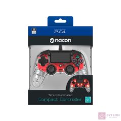   Nacon Compact PS4 átlátszó-halványpiros vezetékes kontroller
