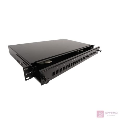 KE-Line RAB-FO-X47-SL Kihúzható patch panel, 1U, 24xSC, LC duplex, E2000 toldó számára