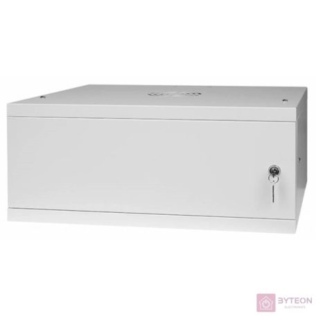 Stalflex RC19-4U-450MG 19" 4U 450 mm mély lapraszerelt szürke fém ajtós fali rack szekrény