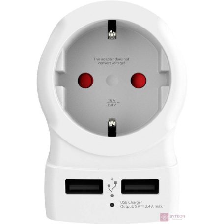 SKROSS csatlakozó átalakító az Egyesült Királyságba, beépített USB töltővel