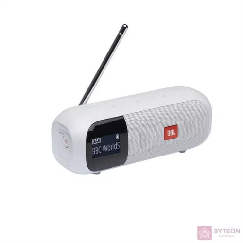 JBL Tuner2 fehér hordozható Bluetooth FM/DAB rádiós hangszóró