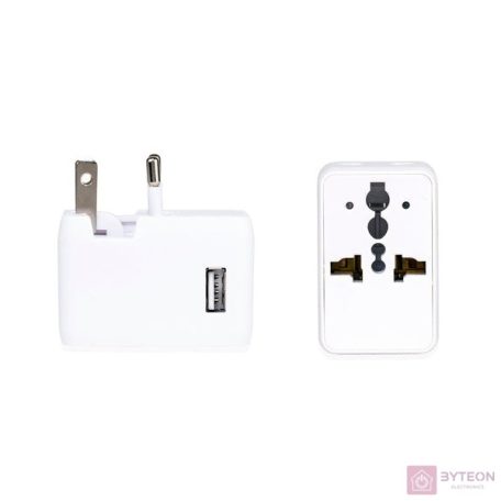 Kikkerland UL08-EU USB csatlakozóval kocka utazó hálózati adapter