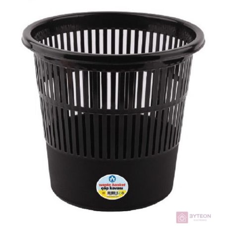 Rácsos fekete 16l-es 315x305mm műanyag papírkosár