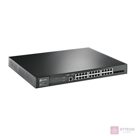 TP-Link TL-SG3428MP JetStream 24xGbE PoE+ LAN 4xGbE SFP port L2+ menedzselhető PoE switch