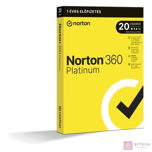 Norton 360 Platinum 100GB HUN 1 Felhasználó 20 gép 1 éves dobozos vírusirtó szoftver
