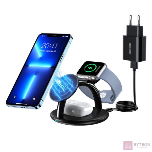 Holder with magnetic wireless charger 3in1 Choetech T587-F for Apple iPhone/Airpods/Apple Watch 15W/5W/2,5W
