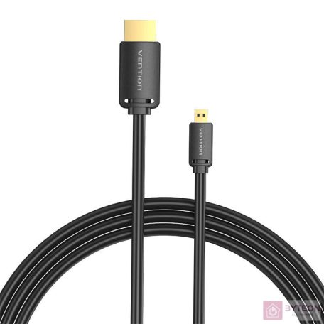 HDMI-D Male to HDMI-A Male Cable Vention AGIBI 3m, 4K 60Hz (Black)