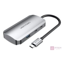   USB-C to USB-C Docking Station, 3x USB3.0, PD 0.15m Vention TNDHB, gray