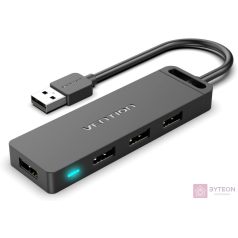  USB 2.0 4-Port Hub with Power Supply Vention CHMBB 0.15m, Black