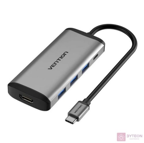 Docking Station 6 in 1 USB-C do HDMI, 3x USB3.0, RJ45, PD Vention CNCHB 0,15m gray