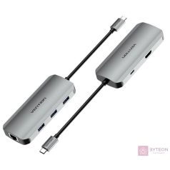   USB-C to HDMI Docking Station, 3x USB 3.0, RJ45, PD 0.15m Vention TOHHB (gray)