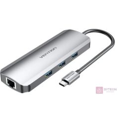  USB-C Docking Station to HDMI, 3x USB3.0, RJ45, SD, TF, PD 0.15m Vention TOKHB (gray)
