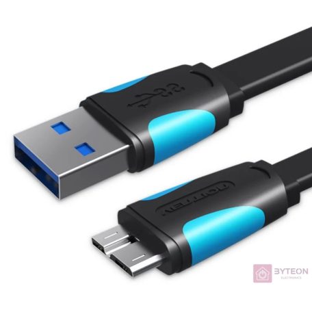 Flat USB 3.0 A to Micro-B cable Vention VAS-A12-B100 1m Black