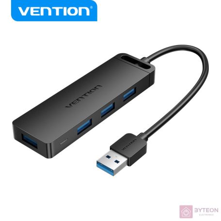 USB 3.0 4-Port Hub with Power Supply Vention CHLBB 0.15m, Black