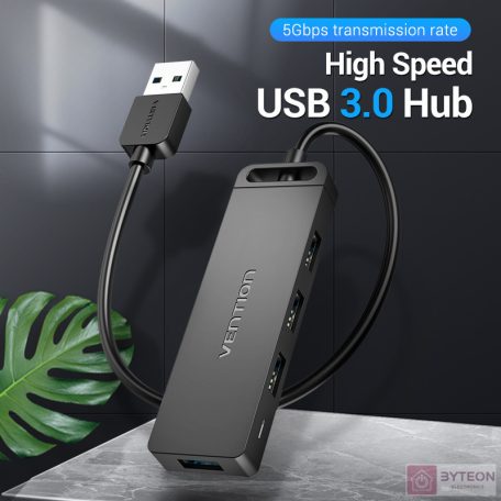 USB 3.0 4-Port Hub with Power Supply Vention CHLBF 1m, Black