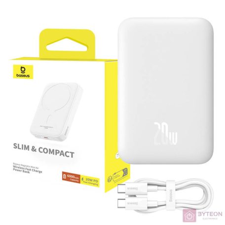 Baseus Magnetic Mini Powerbank, 6000mAh, 20W, MagSafe (fehér)