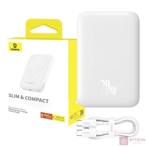 Baseus Magnetic Mini Powerbank, 6000mAh, 20W, MagSafe (fehér)