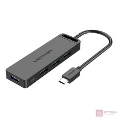   Hub 5in1 with 4 Ports USB 3.0 and USB-C cable Vention TGKBB 0,15m Black